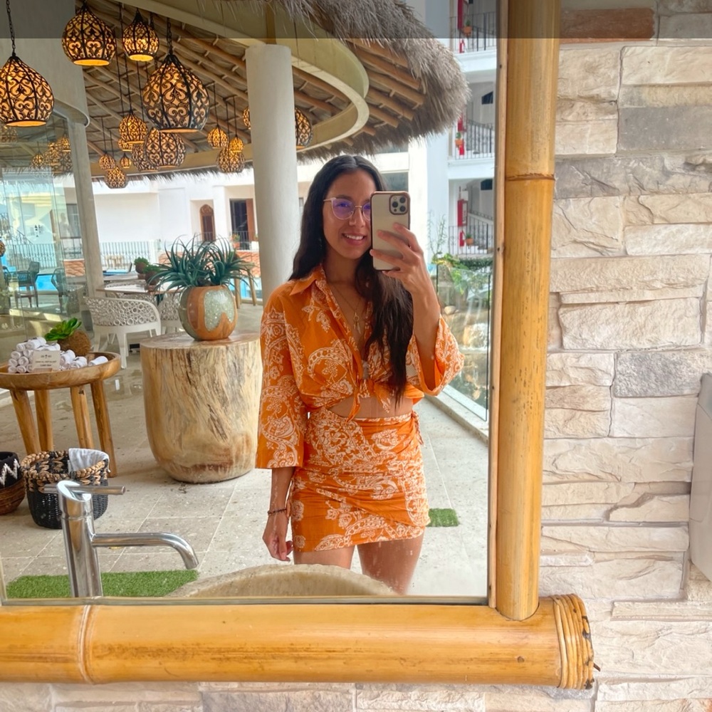 Zara Orange and White Paisley Set